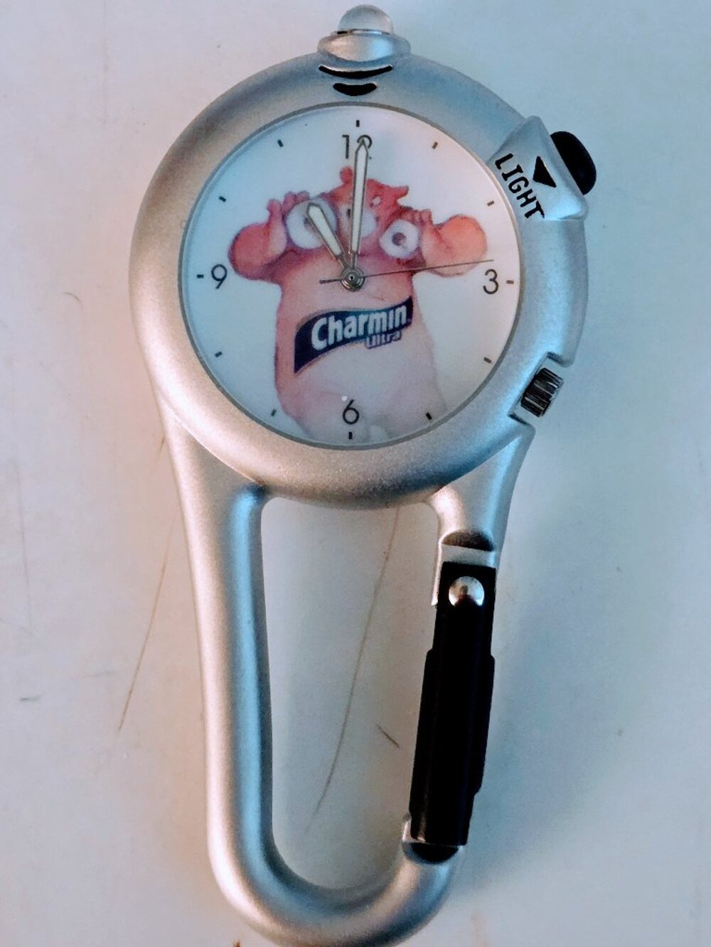 Vintage Procter & Gamble Commemorative Charmin Bear Carabiner Watch 3"